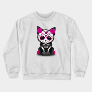 Cute Pink Day of the Dead Kitten Cat Crewneck Sweatshirt